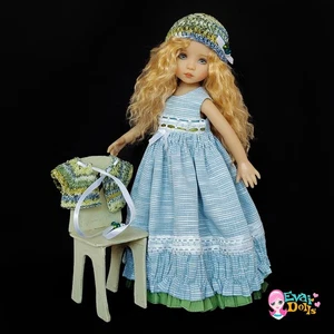 Blue long outfit for Little Darling doll 13" D. Effner, suitable for Paola Reina - Picture 1 of 16