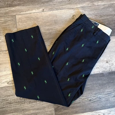 Polo Ralph Lauren Men’s 36x34 (36x31) Chino Pants Navy Blue Embroidered All Over - Image 1 of 4
