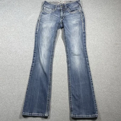 Ariat R.E.A.L tiro medio entrelazado bota corte jeans mujer 26R W26 L31 azul elástico Foto 1 de 4