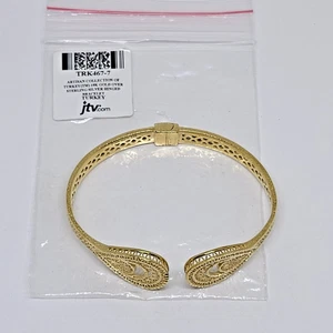 JTV Artisan Collection of Turkey 18k Sterling Silver Openwork Hinged Bracelet - Picture 1 of 10
