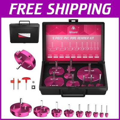 Complete 9-Pc PVC Pipe Reamer Kit with Carbide Inserts for Plumbing Efficiency - Image 1 of 4