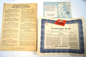 THOR Model 492 Washer Operating Washing Instructions Original Antique 1950 B332 - Picture 1 of 10
