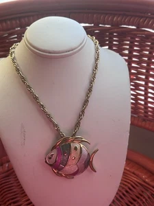 Vintage bunte Emaille Fisch Brosche Halskette - Modeschmuck - Bild 1 von 5