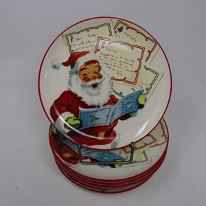WILLIAMS SONOMA "Letters to Santa" Christmas Dessert Appetizer Plates Lot Of 6 - Picture 1 of 5