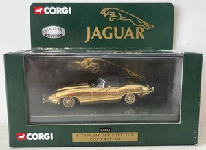 Corgi 1/43  02802 Jaguar E-Type Softop 24 CARAT GOLD LIMITED EDITION MINT + OVP - Picture 1 of 3