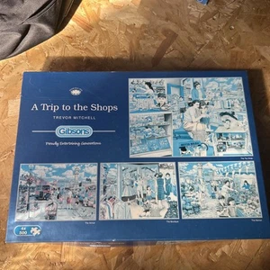 GIBSONS TRIP TO THE SHOPS 4X500PC PUZZLES box faded - Boutique 2 pcs missing - Picture 1 of 10