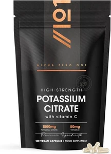 Potassium Citrate 1500mg + Vitamin C x180 Capsules – High Strength Supplement UK - Picture 1 of 5