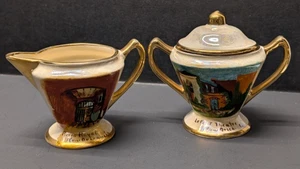 Lustre crema vintage con crema con acento dorado pesado y azúcar pintado a mano - Imagen 1 de 9