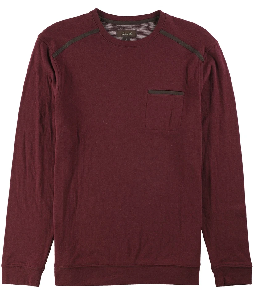 Tasso Elba Mens Faux-Suede Trim Basic T-Shirt, portroyale, M - Image 1 of 1