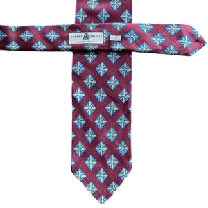 ROBERT TALBOTT SEVEN FOLD TIE Numbered 4/40 Burgundy Diamond Star Pattern Silk - Picture 1 of 8