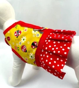 Yellow Ladybug Dog Harness Vest Dress With Ruffle Skirt - Picture 1 of 3