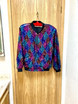 Jane Ashley Multicolor Sequin Jacket Harlequin Diamonds Med (PM) - Image 1 of 4