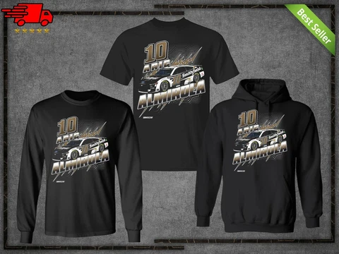 Men's Aric Almirola #10 Racing Team Collection Black For Fan T-Shirt S-4XL Cover