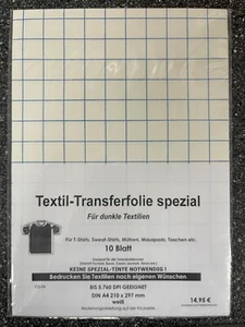 Inkjet Textil - Transferfolie für dunkle Stoffe A4 - 10 Blatt - Bild 1 von 1