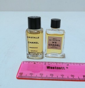 Vtg Chanel No.5 & Cristalle ¼ Fl Oz. Perfume, Sample Bottles, 95%