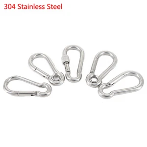 Stainless Steel Carabiner Clip Snap Hook Spring Loaded Carabina Carbine 40-180mm - Picture 1 of 33