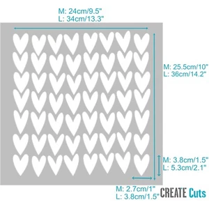 Hand drawn HEART Pattern STENCIL / Repeat Wall Stencil / Interior Decor - Picture 1 of 3
