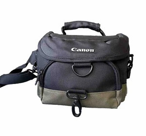 Vintage Canon Camera Bag Green/ Black Nylon Small w/ Shoulder & Waist Straps - Picture 1 of 9