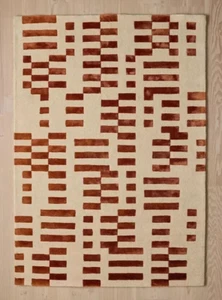 Hand Tufted Rug Raya Rust Hand Made Wool Silk Carpets For Bedroom Aesthetic - Picture 1 of 8
