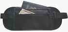 Black Leather Travel Hidden Money belt Fanny Pack Safe Thin Waist Bag Unisex