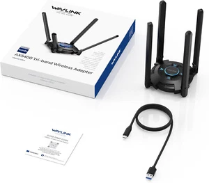 Wavlink Vitesse Ultra WiFi 6E AX5400 USB3.0 Adapter WLAN Adapter USB-A (USB 3.0) - Photo 1/9
