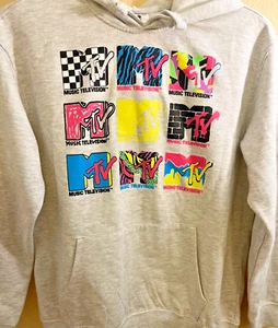 MTV Sweater Youth L (11-13) Gray TV Graphic Retro Pullover Hoodie - Picture 1 of 6