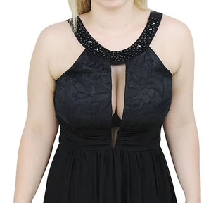 2181 - Damen Kleid schwarz elegant festlich Made in Italy florale Spitze Perlen - Bild 1 von 5