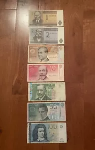 SET of 7 ESTONIA 1-2-5-10-25-50-100 Krooni, 1991-2002 Banknote - Picture 1 of 2