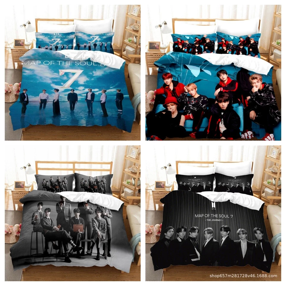 MARKENLOS Juego de sábanas 3D BTS funda nórdica para niños juego fundas de almohada 135x200 200x200 240x220