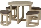 Round Oak Effect Round Circle Dining Table + 4 Chairs Dinning Set 4 Seat 