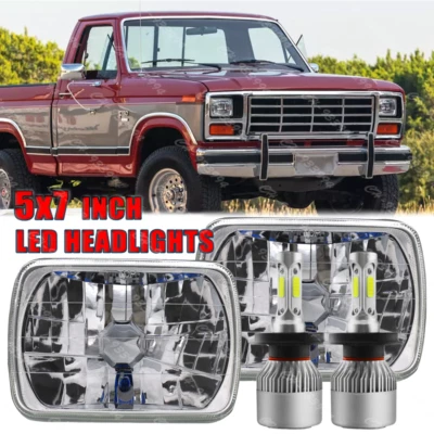 Par de faros LED 5x7"7x6" para Ford F150 F250 F350 Ranger Hi/Lo DRL 1976-1986 Foto 1 de 4