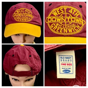 West 4th Downtown NYC League Greenwich Hat Cap Old Navy Brand OSFA Wine & Gold - Picture 1 of 1