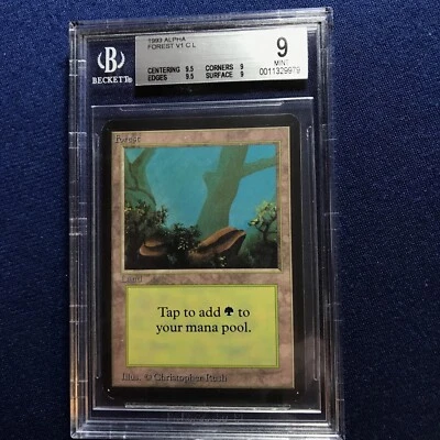 MTG ALPHA FOREST  Vsn 1 BGS 9 Quad++ MINT with GEM MINT centering and edges 1993 - Image 1 of 2