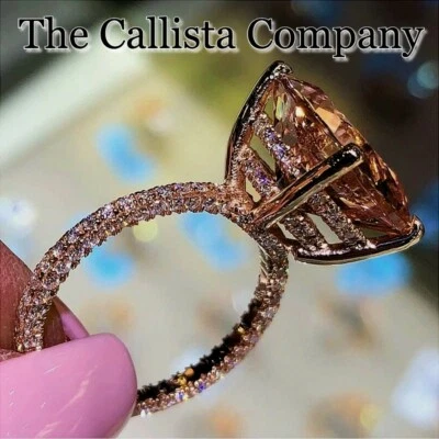 CALLISTA CO. CREADO EN LABORATORIO 6,84 QUILATES CORTE RD CHAMPAGNE 3A+ CIRCONITA ORO ROSA 14K RG TALLA 6-9✓ Foto 1 de 3