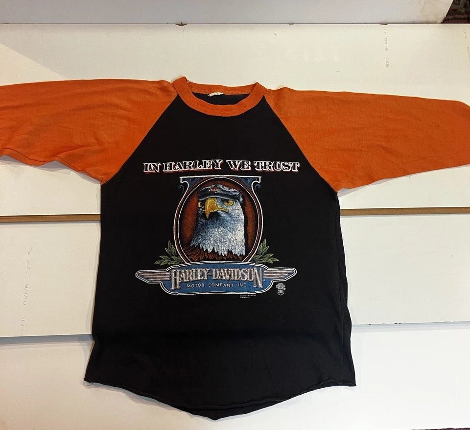 70-е подлинные очень редкие винтажные Harley Davidson джерси стиль, 3-D эмблема футболка  - Изображение 1 из 4