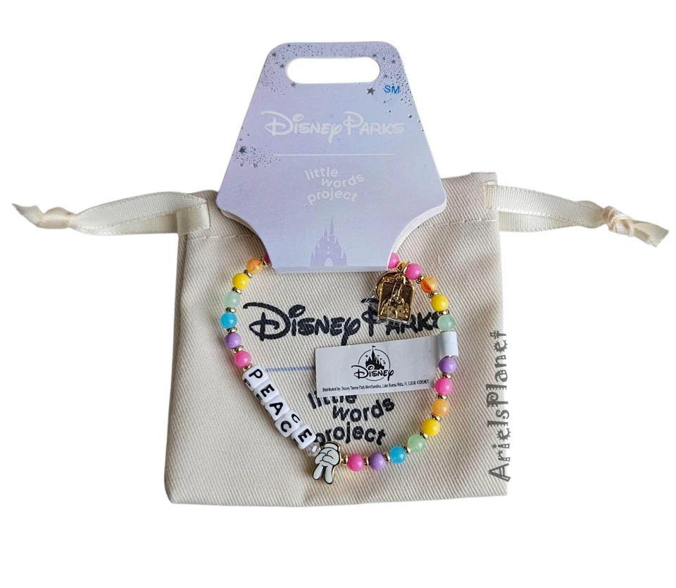 Disney Parks Little Words Project Mickey Mouse Peace Bracelet & Pouch - SM