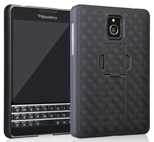BLACK KICKSTAND SLIM CASE HARD COVER FOR BLACKBERRY PASSPORT (AT&T, SQW100-3) - Picture 1 of 5