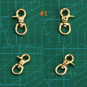 SMALL BRASS SWIVEL CLASP SNAP HOOK  Key Ring Chain LeatherCraft Hardware DIY #1 - Picture 1 of 9