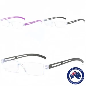 Men Women Stylish Readers Magnifying  Frameless Rimless Reading Glasses - Picture 1 of 9