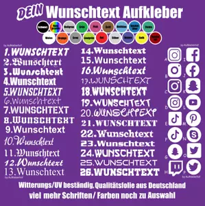 30cm Wunschtextaufkleber selbst gestalten Sticker personalisiert Geschenk Motiv - Bild 1 von 8