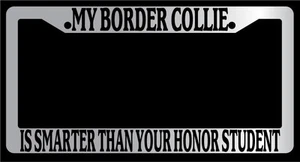 Chrome METAL Frame MY BORDER COLLIE IS SMARTER THAN YOUR HONOR STUDENT 298 - Imagen 1 de 1