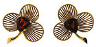 CUTE 18k Yellow Gold & Pear Shaped Garnet Flower Earrings Circa 1980!