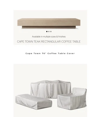 HERRAJES DE RESTAURACIÓN DERECHA CIUDAD DEL CABO RECTANGULAR 76” MESA DE CENTRO cubierta arena Foto 1 de 4