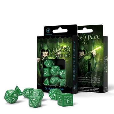 Set De Dados Élfico Verde Y Blanco Juegos De Rol Q-Workshop Dnd Rpg Nuevo - Imagen 1 de 2