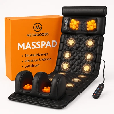 Massageauflage Shiatsu Ganzkörper mit Wärme Luftkissen Vibration DE. - Bild 1 von 4