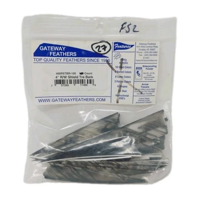 27 Count Gateway Archery Arrow Feathers 4" Right Wing: Shield Camo Tre Bark - Image 1 of 2