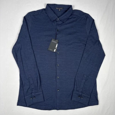 Robert Barakett Button Up Men's XL Blue Geometric Preppy Knit Casual Shirt NWT - Image 1 of 4