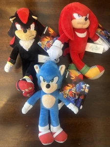 2024 Sonic The Hedgehog 3 Movie SONIC, KNUCKLES SHADOW 9 Zoll Plüsch Jakks Pacific NEU - Bild 1 von 2