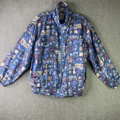 Винтажный OutBrook женщин M куртка шелк молнии морской легкий ветровка WS1 - Изображение 1 из 4