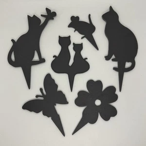 Dekostecker Katzen aus Schiefer - 6er Set 10-20cm - Blumenstecker Pflanze - NEU✅ - Bild 1 von 10